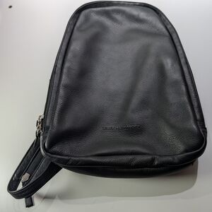 Derek Alexander Black Leather Sling Bag Is Unisex